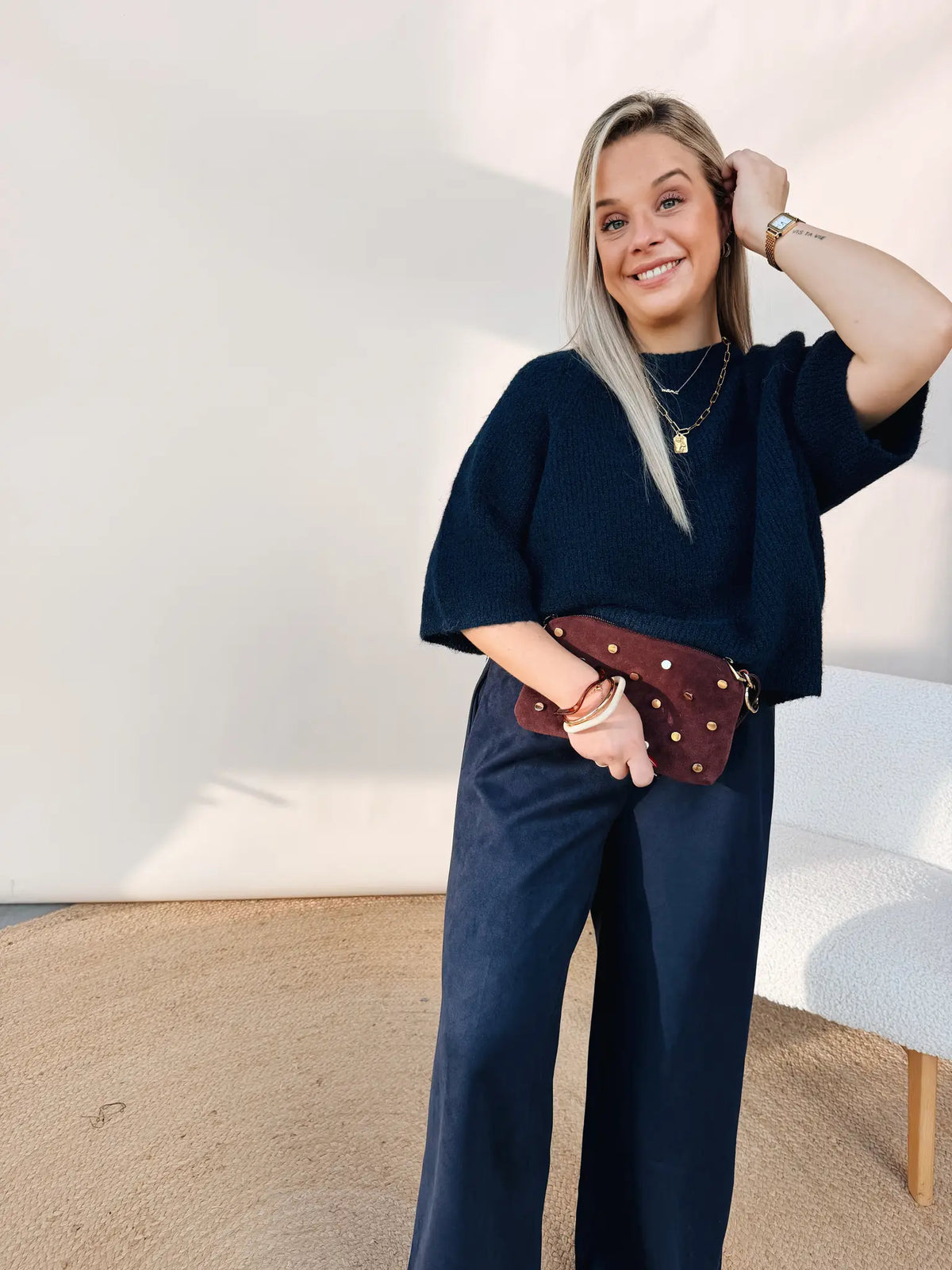 Lotte Striped Pantalon Navy