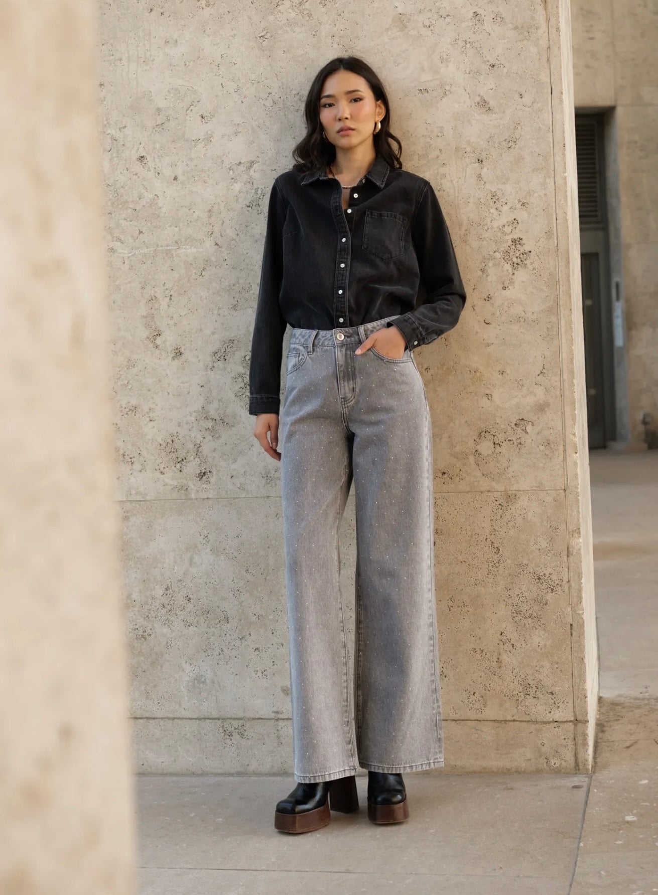 Luxoer Straight Jeans Grey