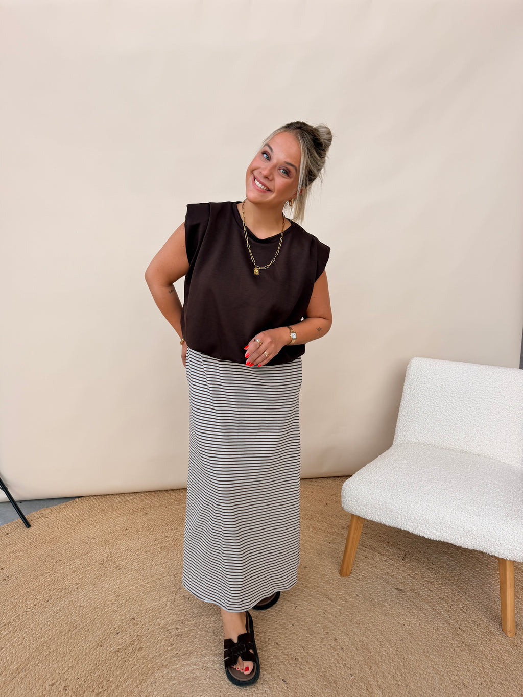 Preza Striped Rok Choco