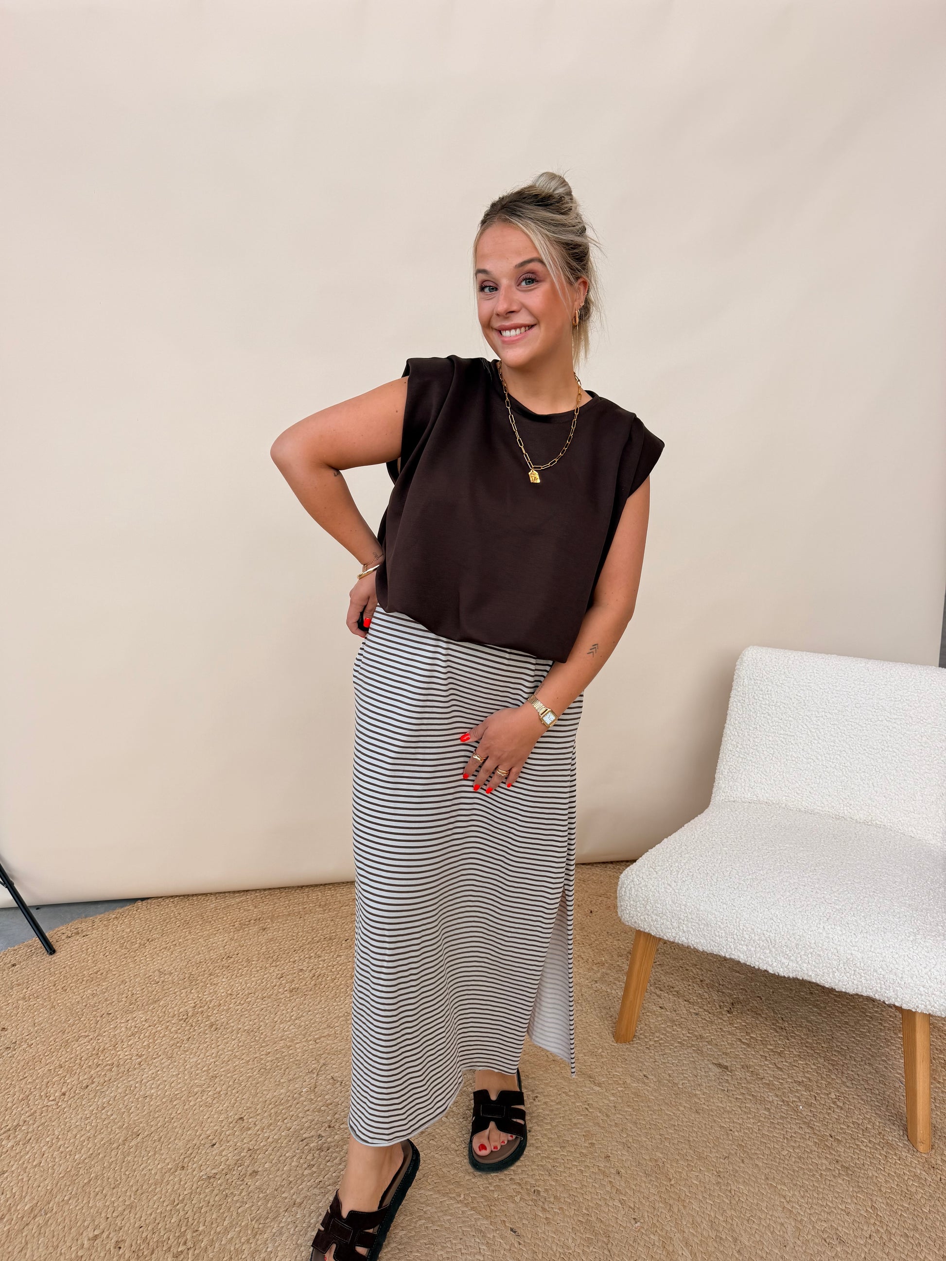 Preza Striped Rok Choco