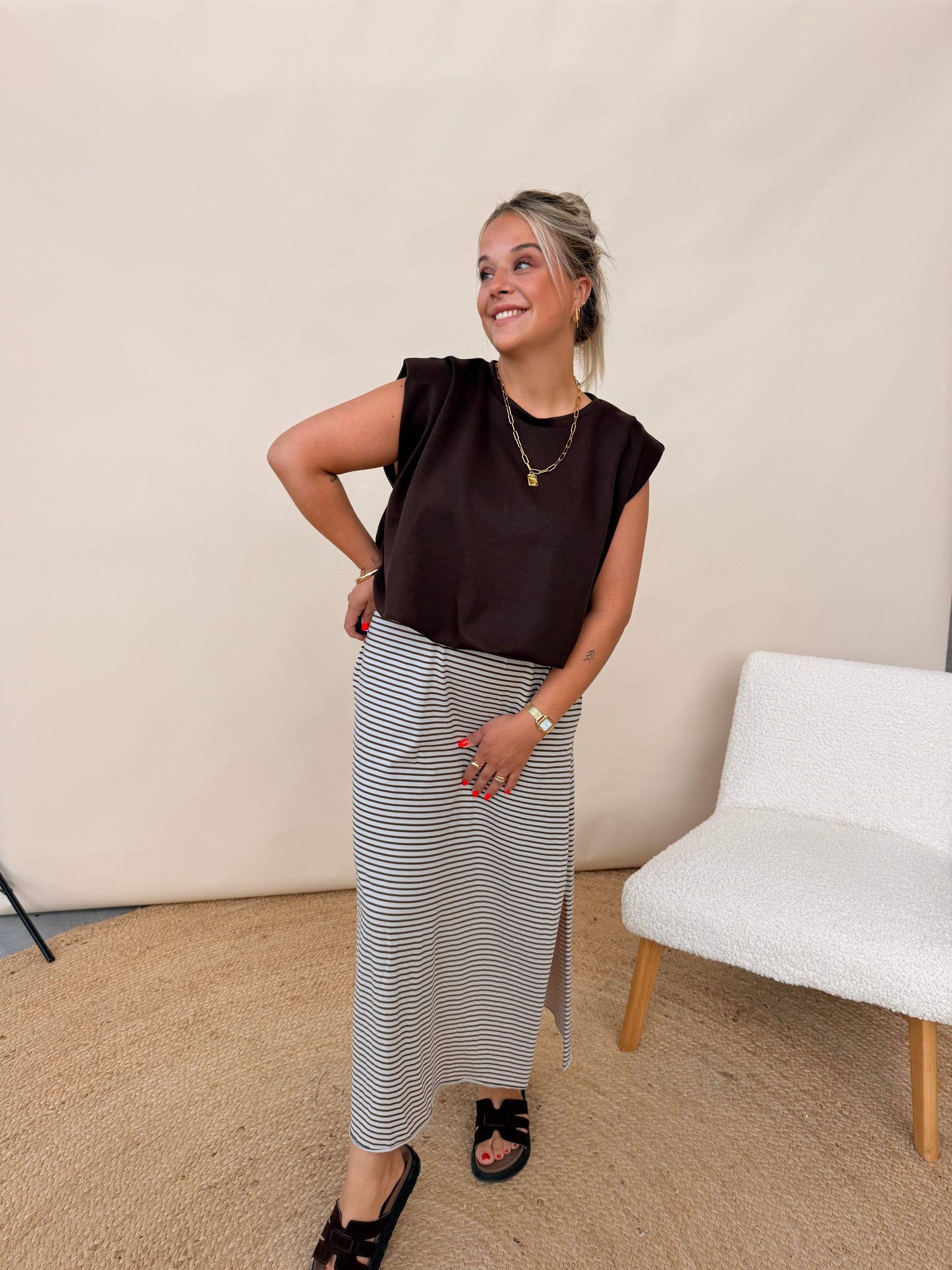 Preza Striped Rok Choco