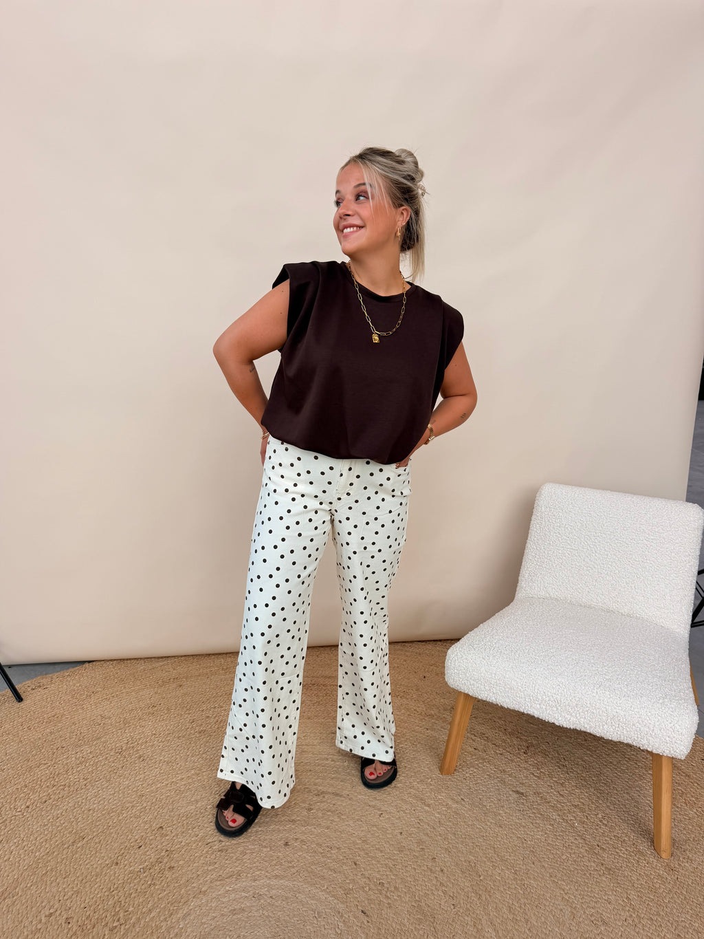 Zara Wide Leg Dot Jeans