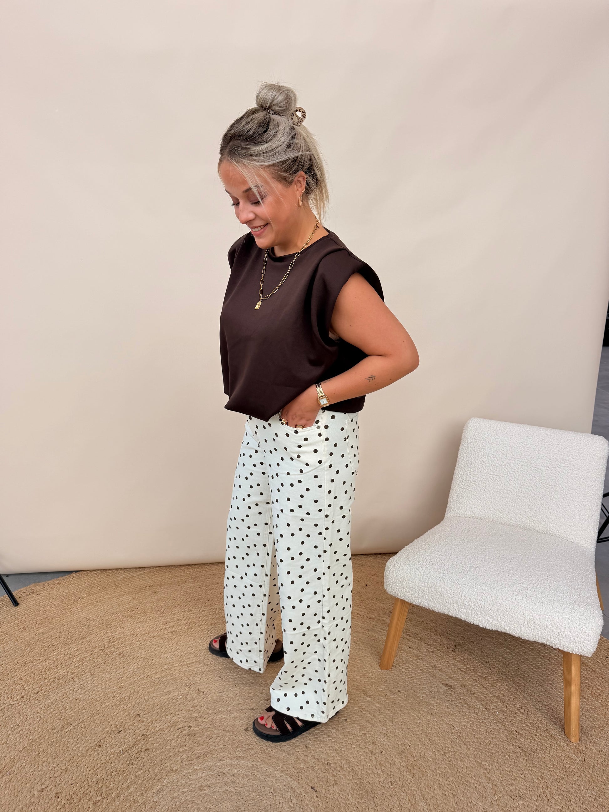 Zara Wide Leg Dot Jeans