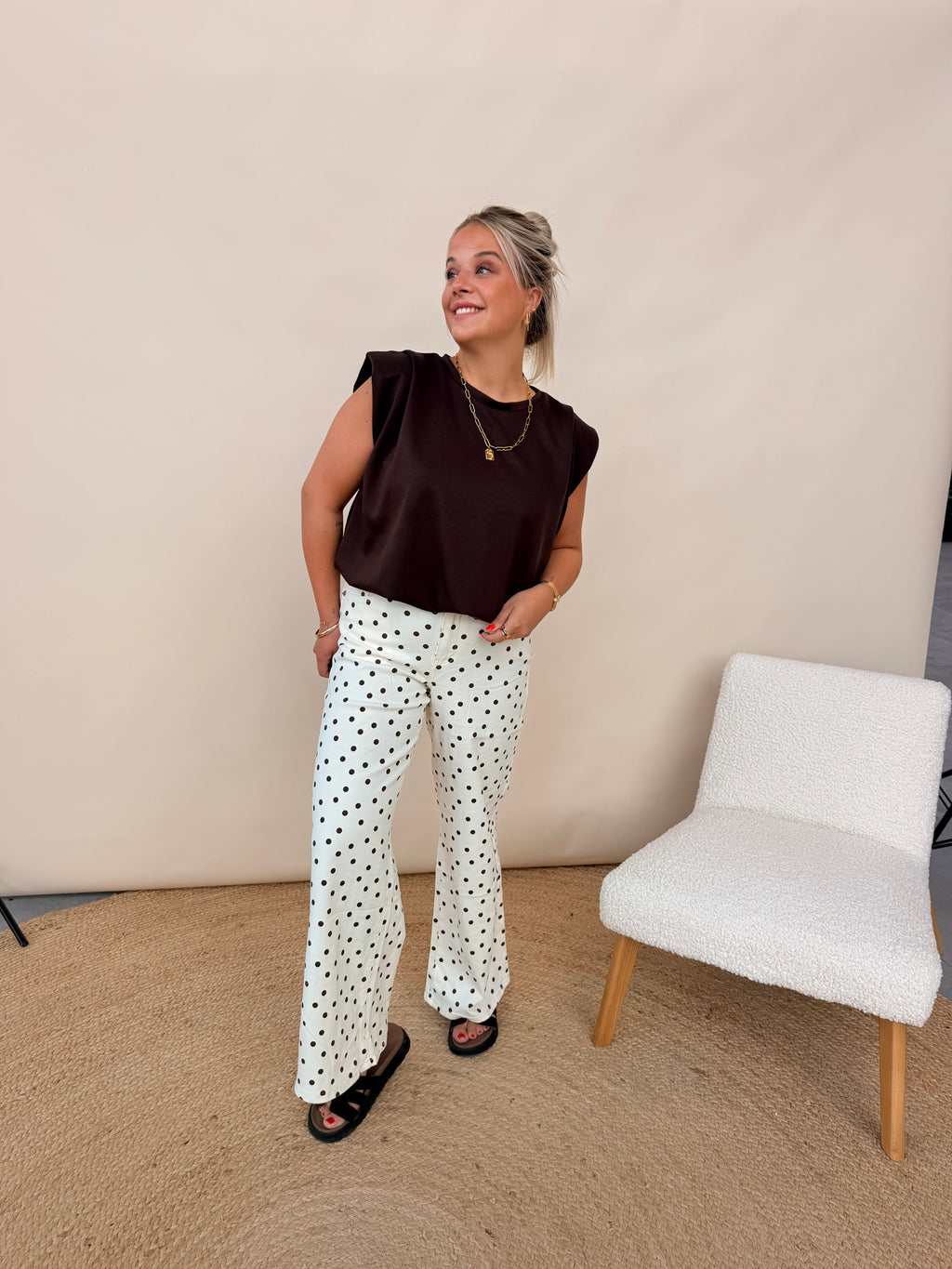 Zara Wide Leg Dot Jeans
