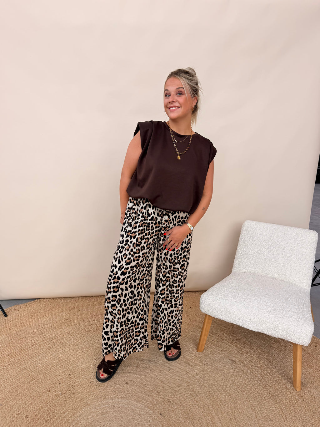 Sezanne Leopard Pantalon Beige