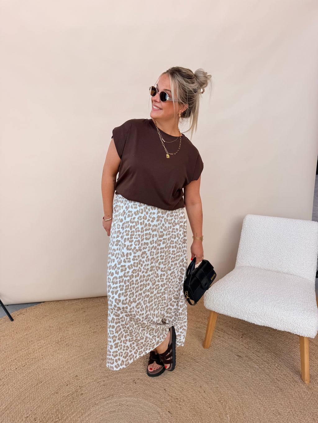 Mani Leopard Rok Beige
