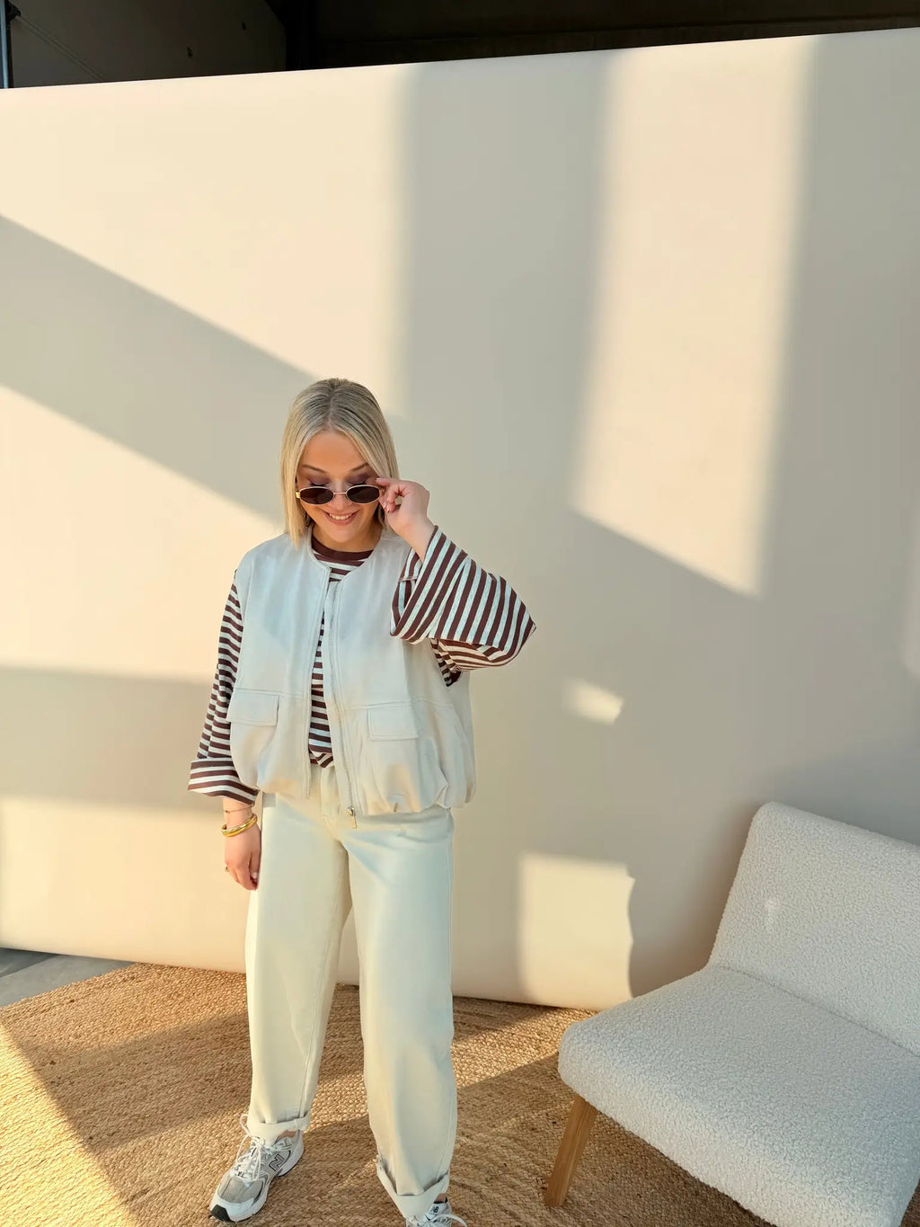 Mona Balloon Jeans Beige