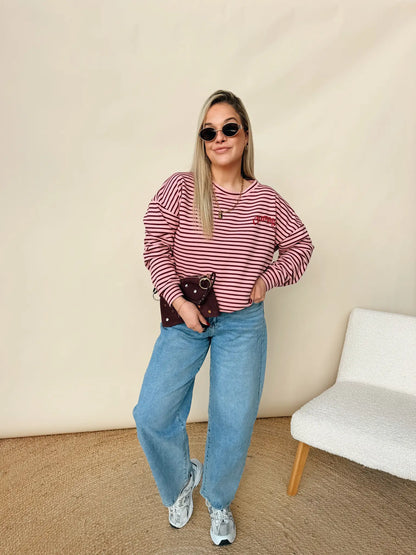Striped Sweatshirt Champagne Club Rose