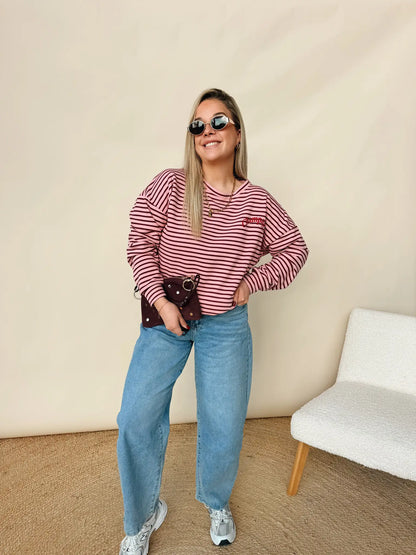 Striped Sweatshirt Champagne Club Rose