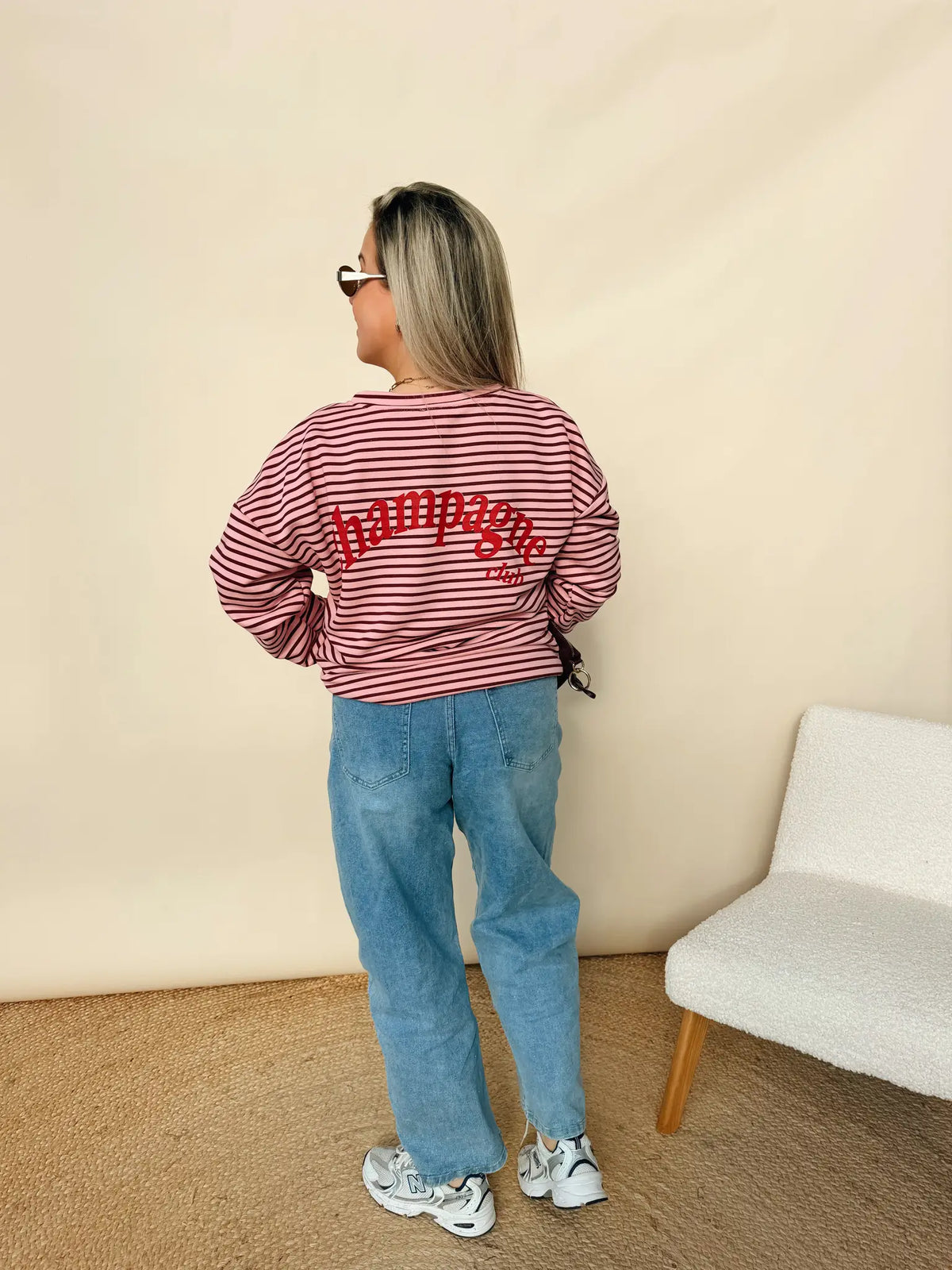 Striped Sweatshirt Champagne Club Rose