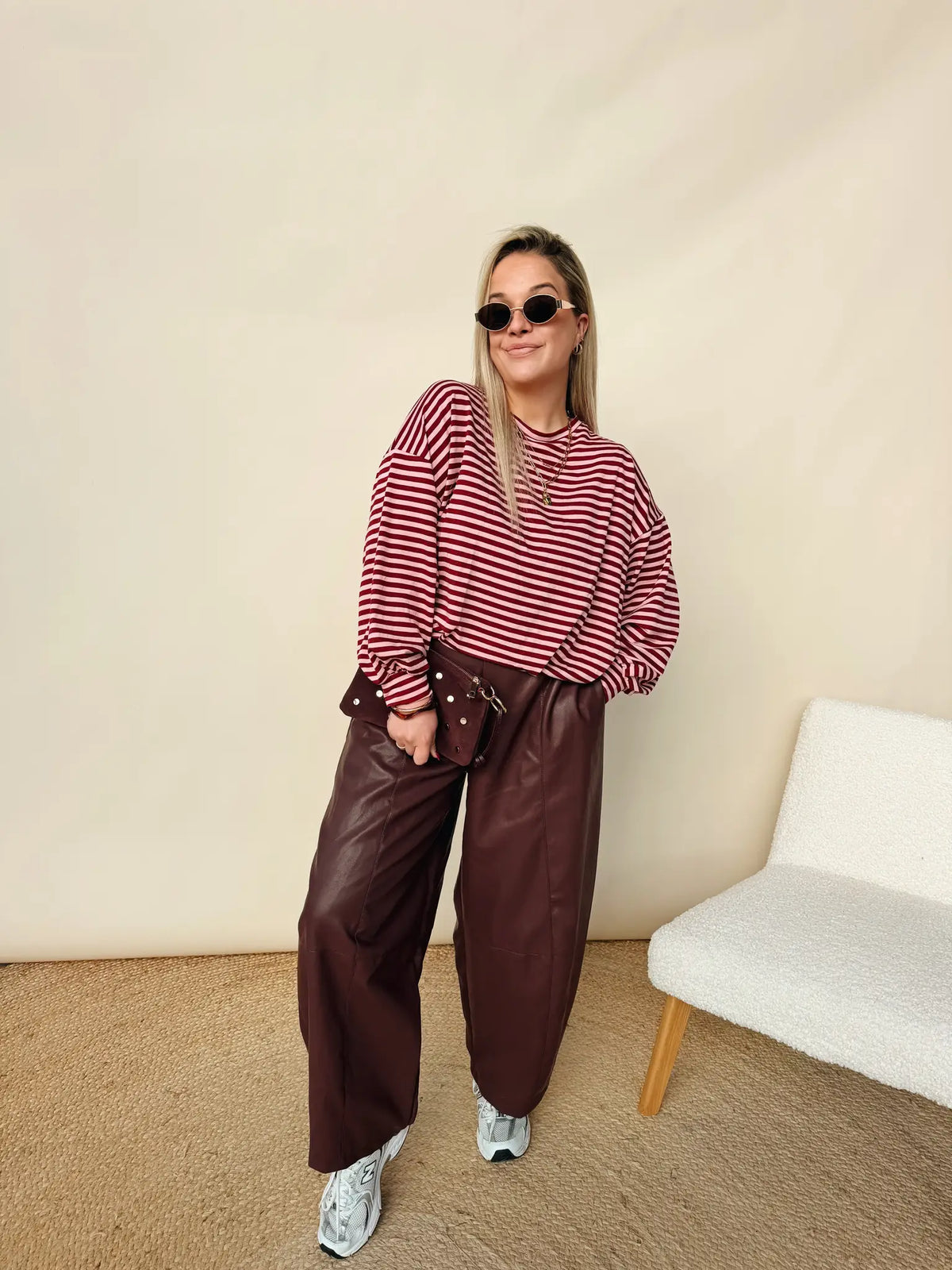 Anna Striped Shirt Bordeaux/Roos