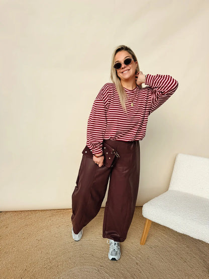 Anna Striped Shirt Bordeaux/Roos