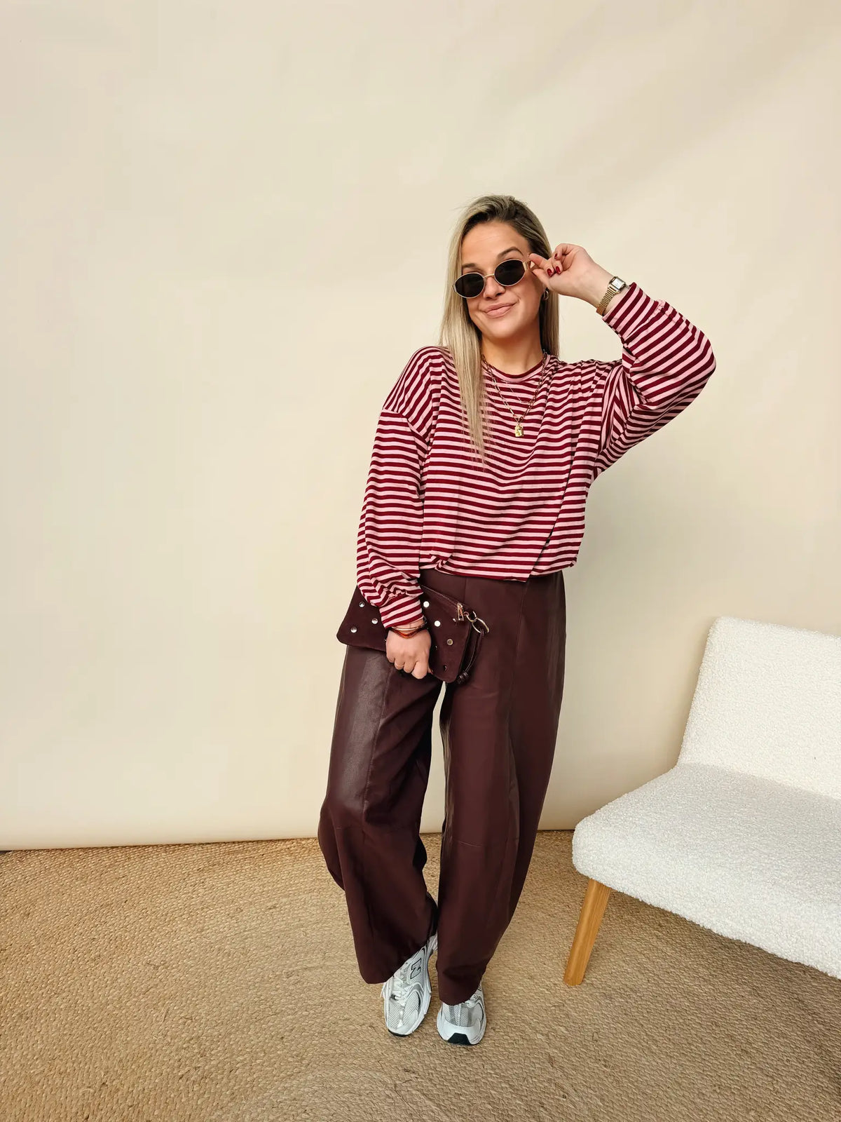 Anna Striped Shirt Bordeaux/Roos