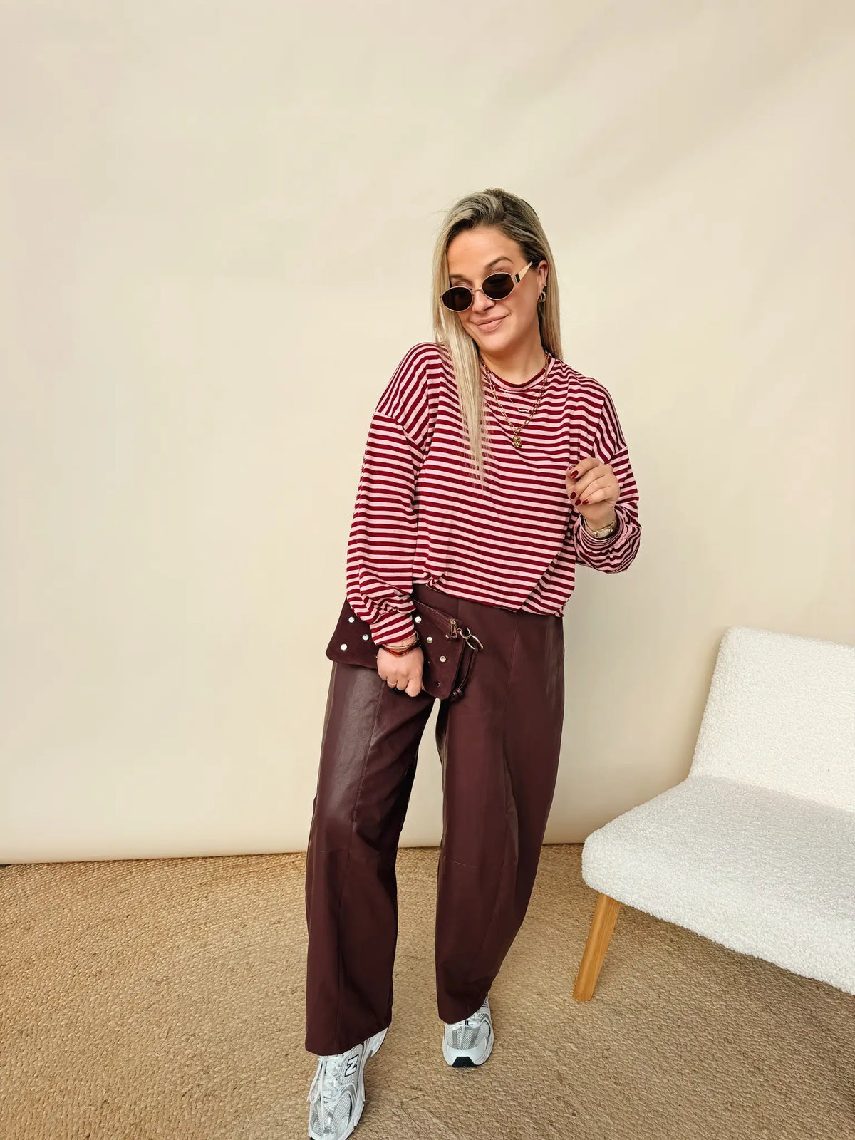 Anna Striped Shirt Bordeaux/Roos