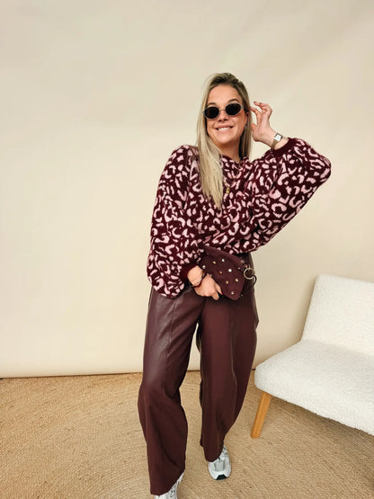 Margot Leopard Knit Bordeaux