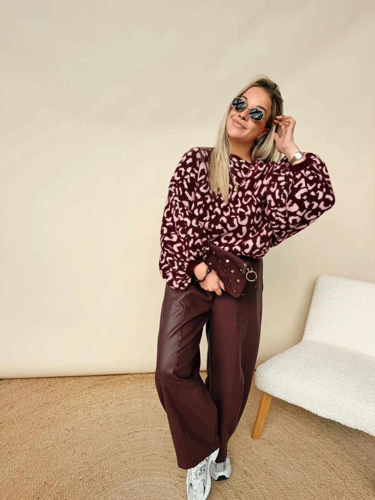 Margot Leopard Knit Bordeaux