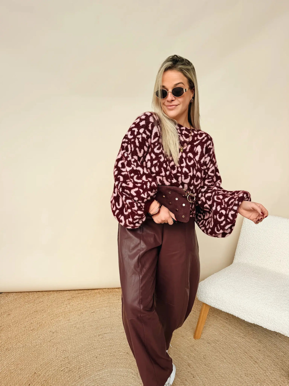 Margot Leopard Knit Bordeaux