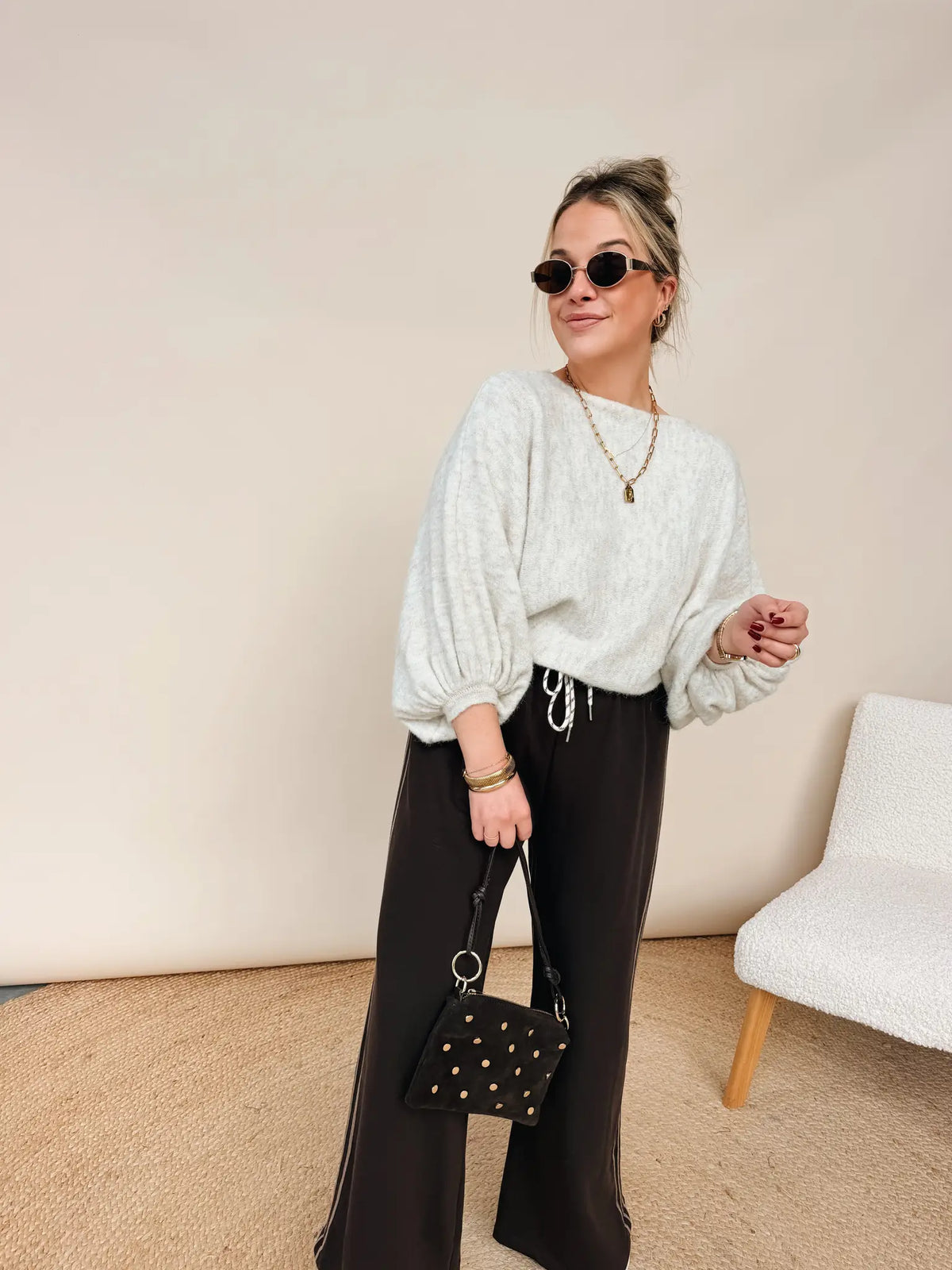 Inès Striped Pantalon Choco