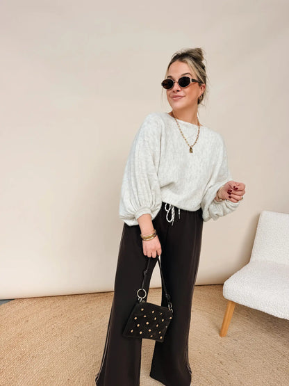 Inès Striped Pantalon Choco