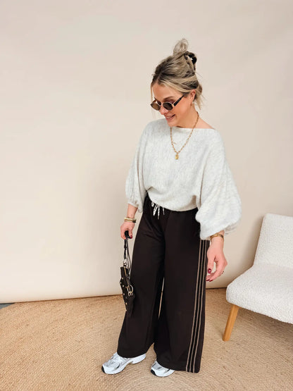 Inès Striped Pantalon Choco