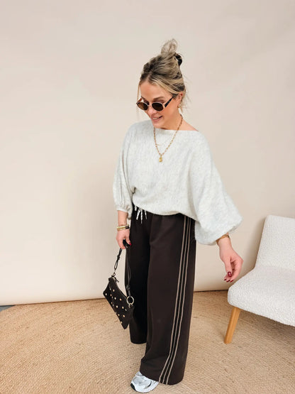 Inès Striped Pantalon Choco