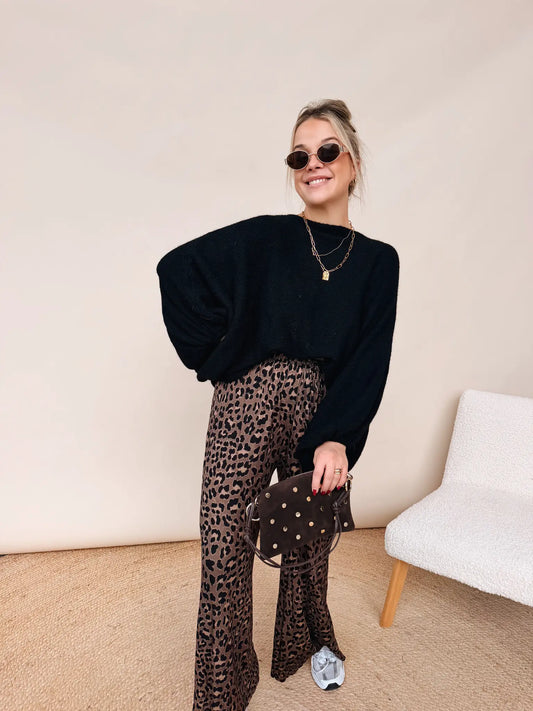 Olivia Leopard Pantalon Choco