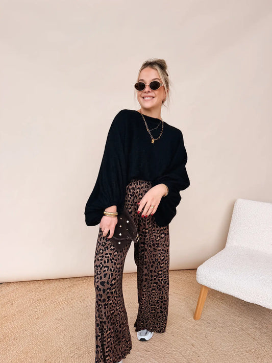 Olivia Leopard Pantalon Choco