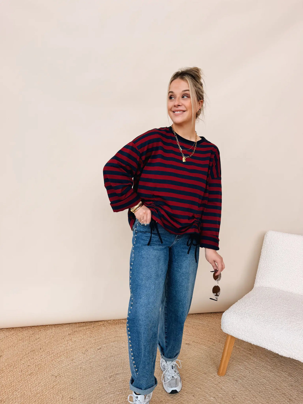 Juliette Striped Top Bordeaux/Navy