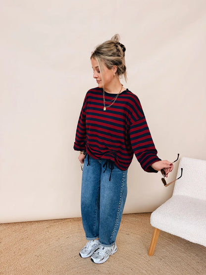 Juliette Striped Top Bordeaux/Navy