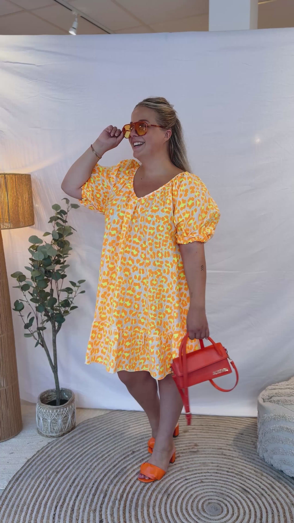 Renée Leopard Jurk Oranje/Geel