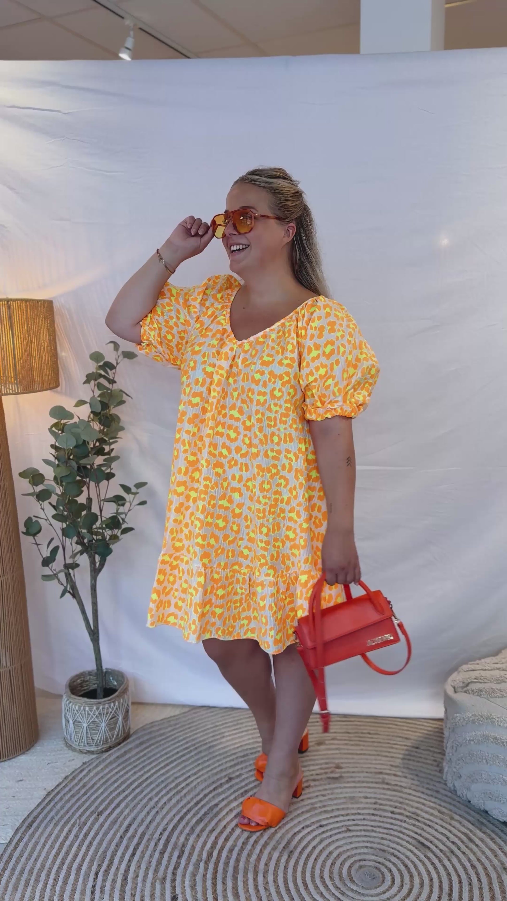 Renée Leopard Jurk Oranje/Geel