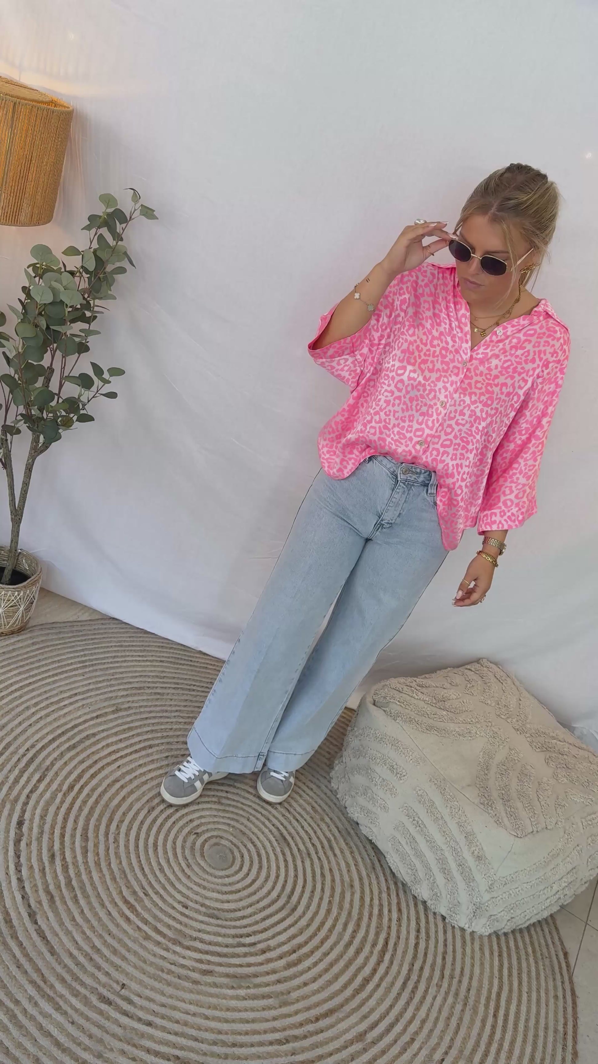 Leontine Blouse Leopard Fuchsia Fluo